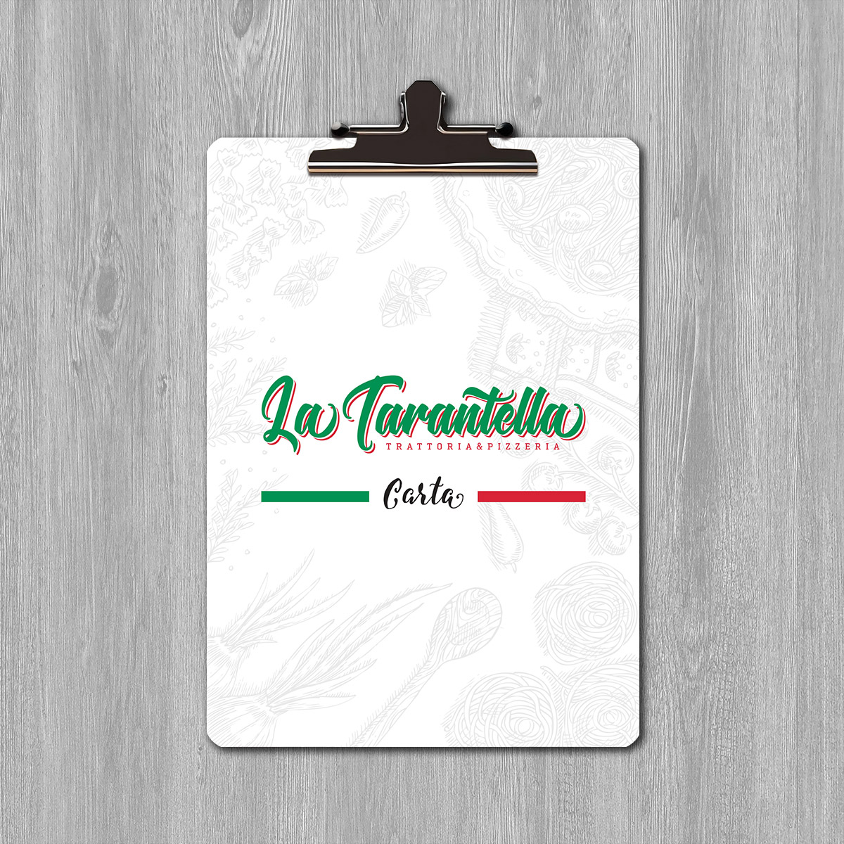 Imagen Corporativa Zaragoza. Diseño gráfico. Logotipo La Tarantella. Cartas Restaurante. Dípticos. Trípticos. Catálogos. Papelería. Tarjetas. Packaging. Zaragoza.