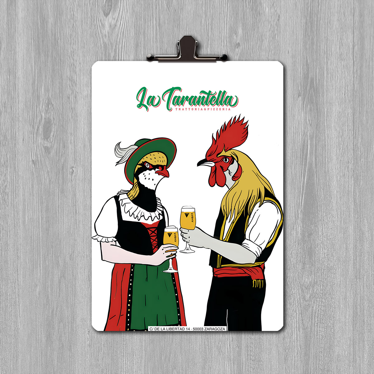 Imagen Corporativa Zaragoza. Diseño gráfico. Logotipo La Tarantella. Cartas Restaurante. Dípticos. Trípticos. Catálogos. Papelería. Tarjetas. Packaging. Zaragoza. Diseño de Imagen Corporativa Zaragoza